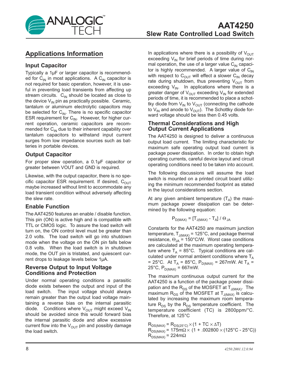 aat4250 Datasheet Page 8