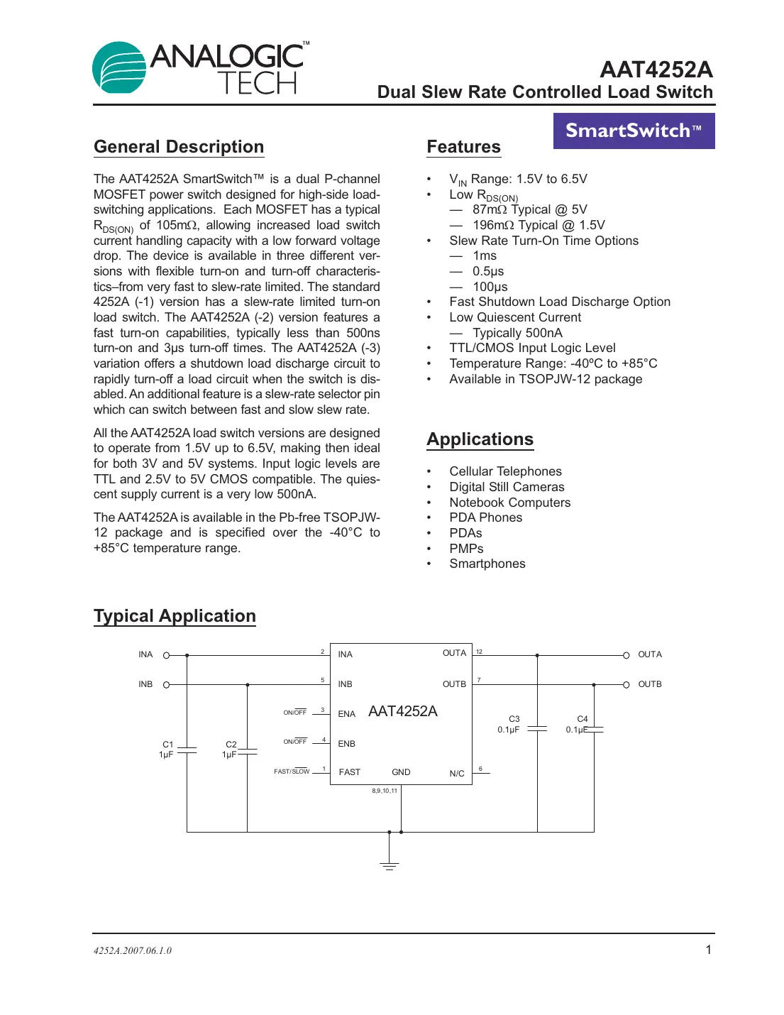 aat4252a Datasheet Page 1