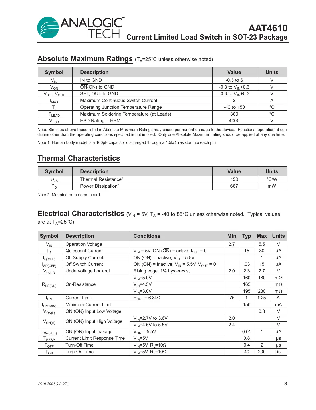 aat4610 Datasheet Page 3