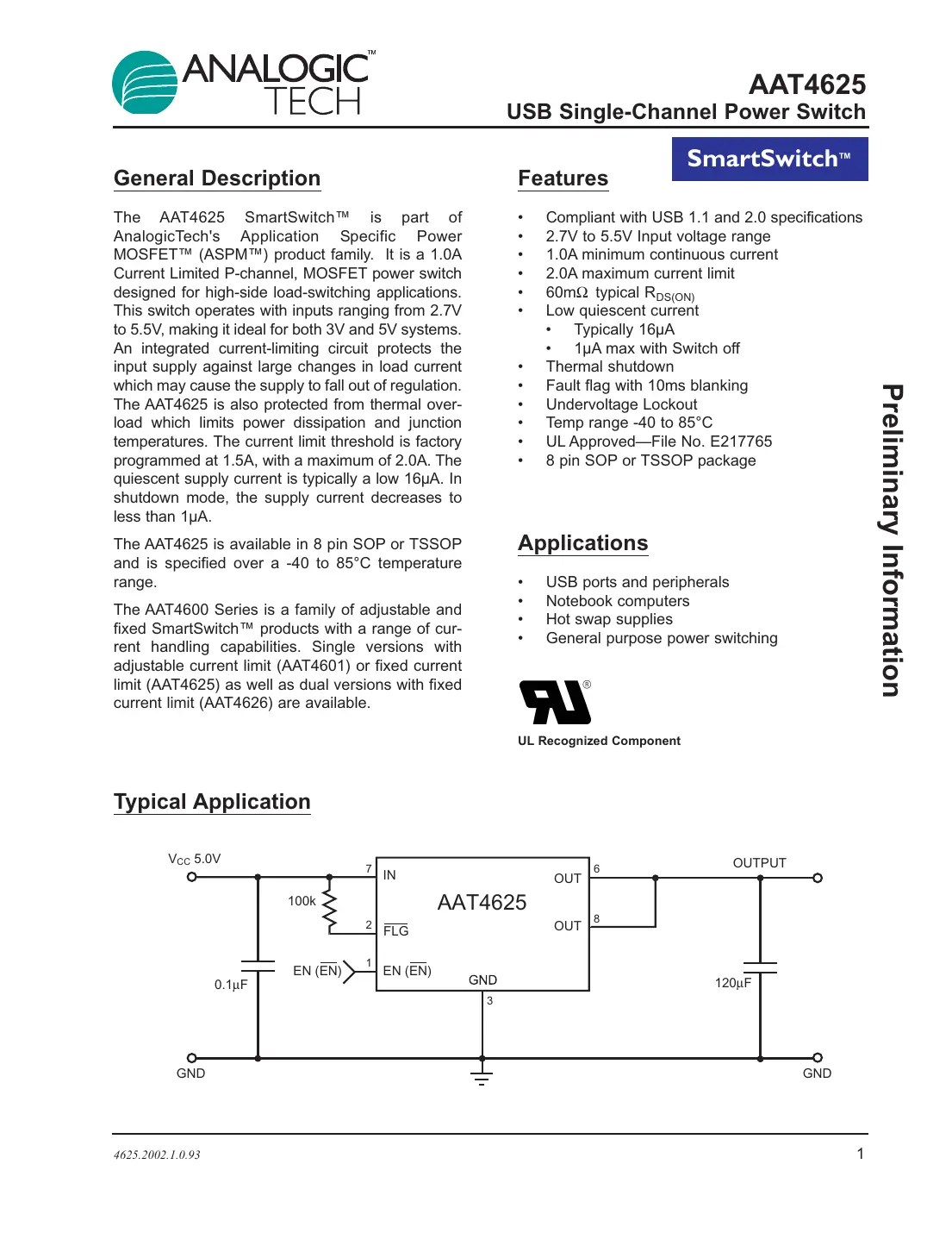 aat4625 Datasheet Page 1