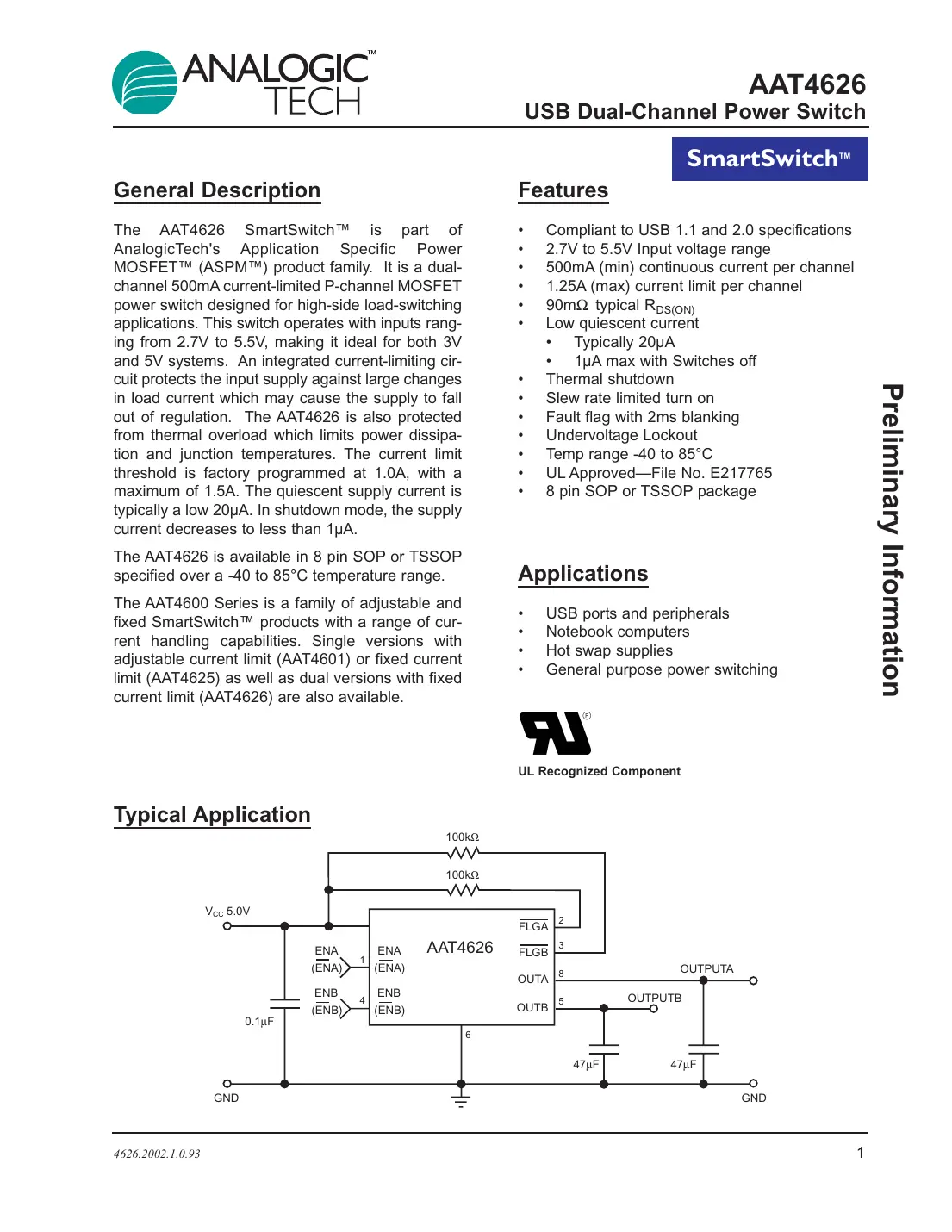 aat4626 Datasheet Page 1