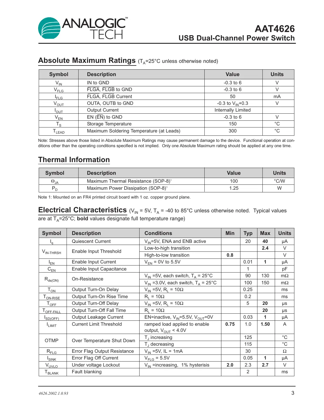 aat4626 Datasheet Page 3