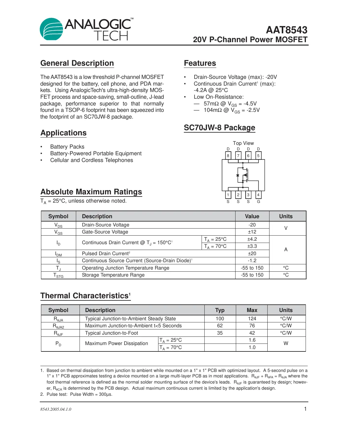 aat8543 Datasheet Page 1