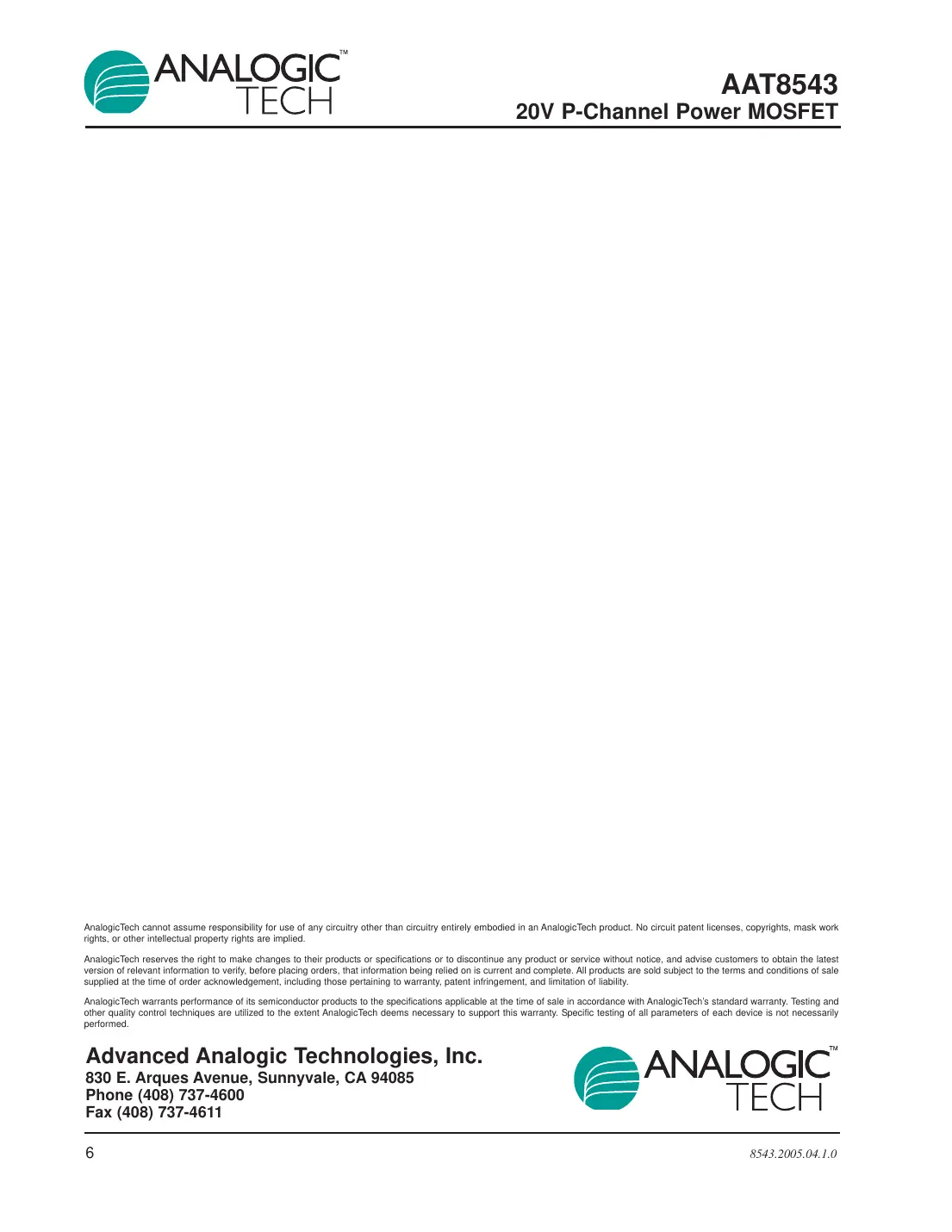 aat8543 Datasheet Page 6