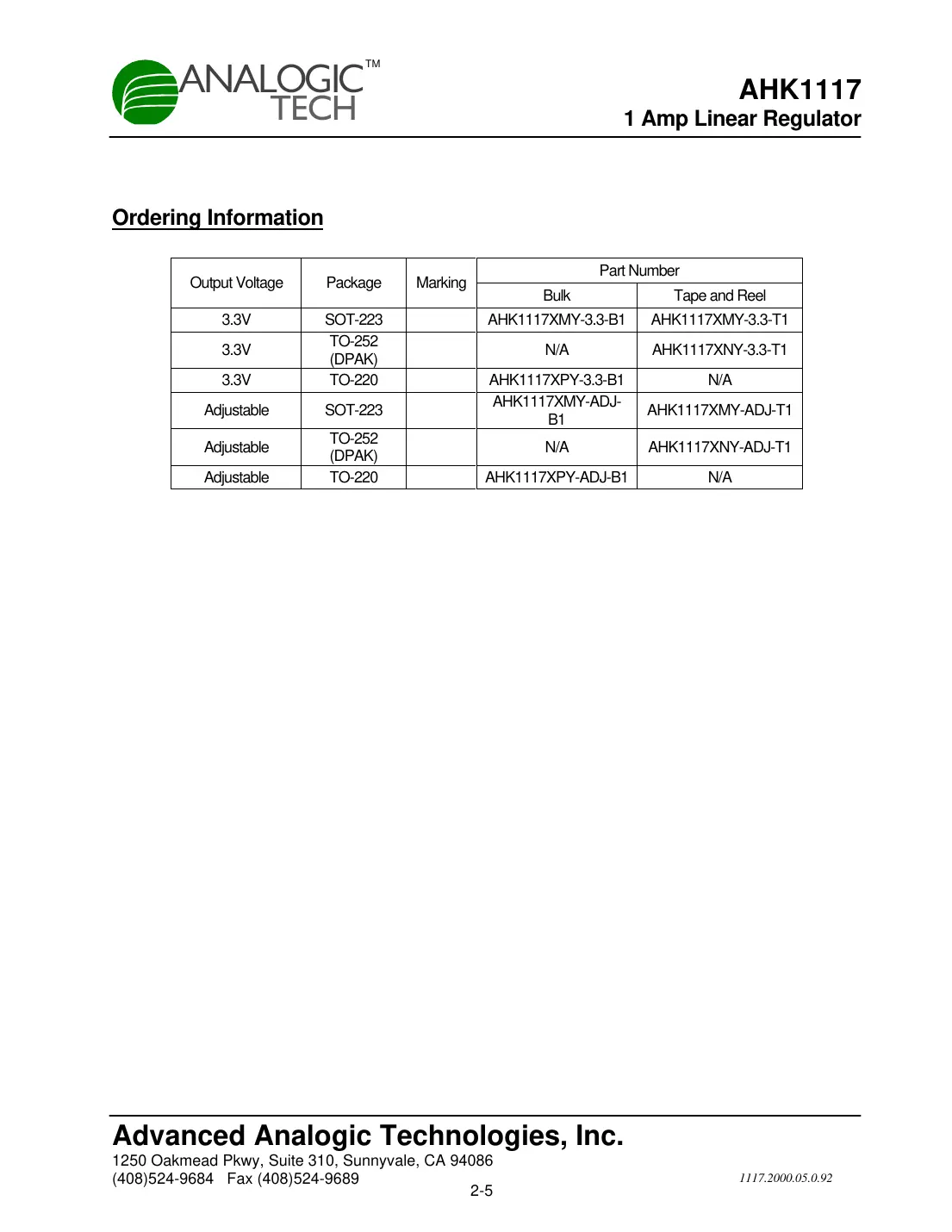 ahk1117 Datasheet Page 5