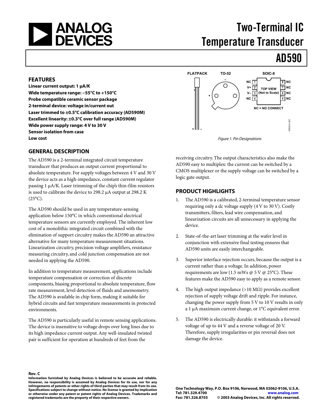 ad590 Datasheet Page 1